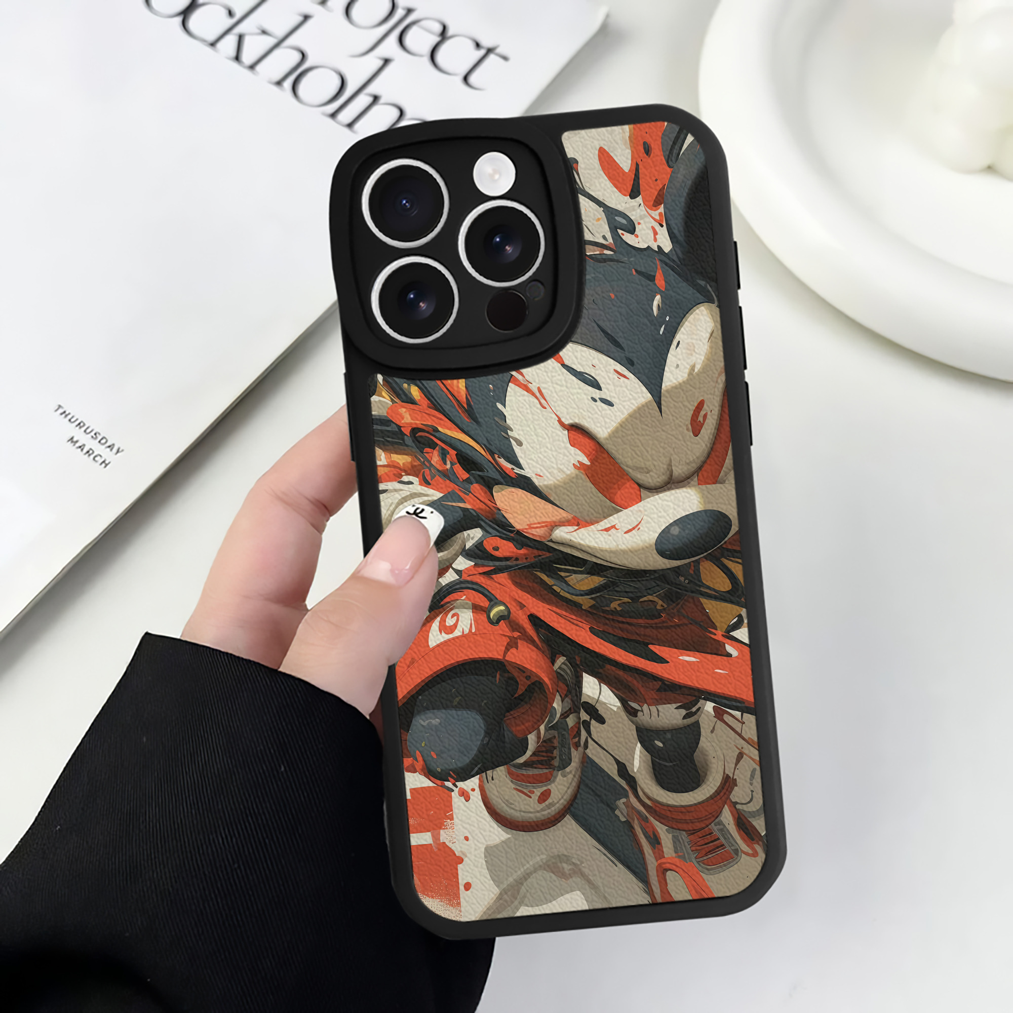 （画像用） ミッキーマウス Mickey Mouse 【iPhone 16シリーズ対応】シリコンスマホケース（レザー調） 材質：シリコン